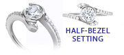 Engagement ring Half-Bezel Setting