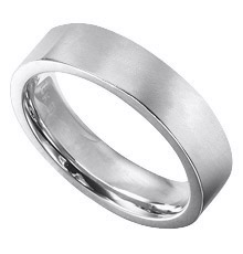 14K White Gold 7mm Flat Comfort Fit Men's Wedding Band with Satin Finish