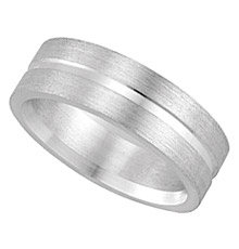 14K White Gold 7mm Flat Comfort Fit Men's Wedding Band with Satin Finish